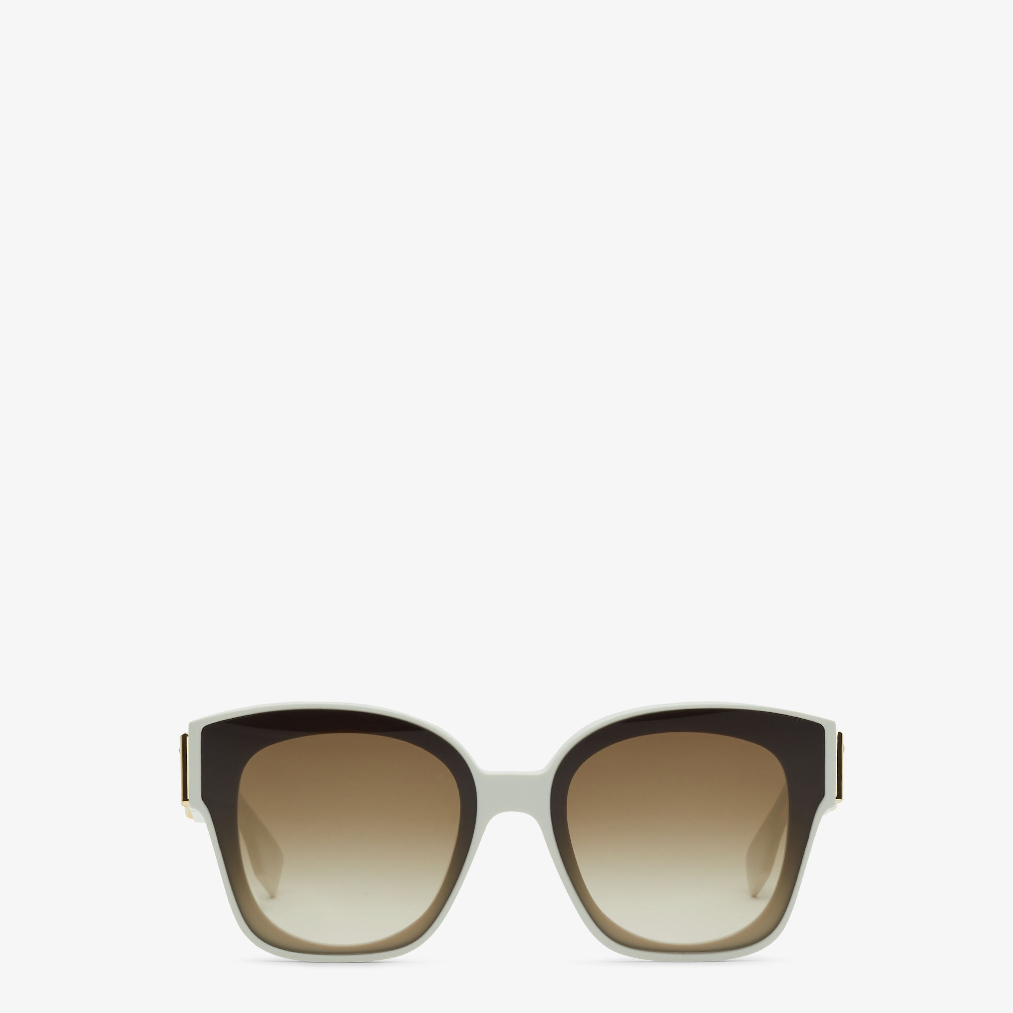 Fendi White Aviator Sunglasses | Double Bridge Pequin Stripe | Made in Italy Fendi Acetate Sunglasses FF 0195/S White Gold 1737342  main image 4
