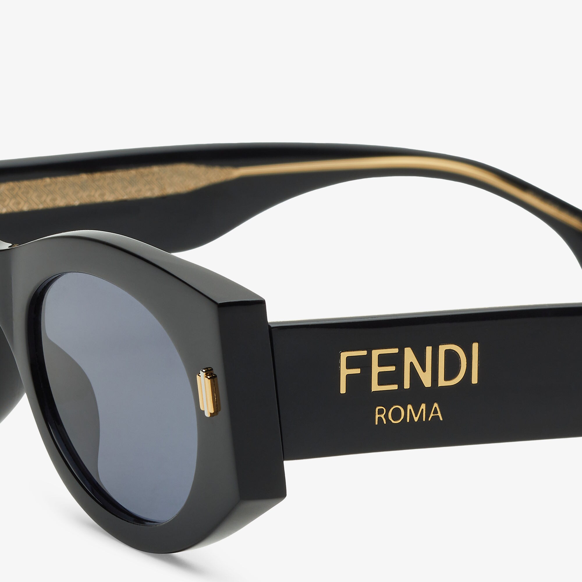 Fendi Roma - ローブリッジフィット ブラックアセテート サングラス | Fendi