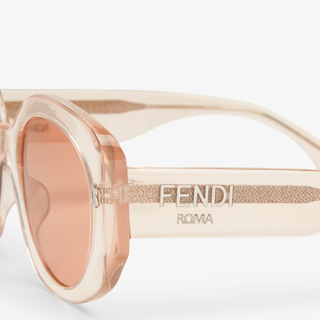 Fendi FENDIRAMA Women's Black Frame Brown Gold Lens Round Sunglasses 53MM