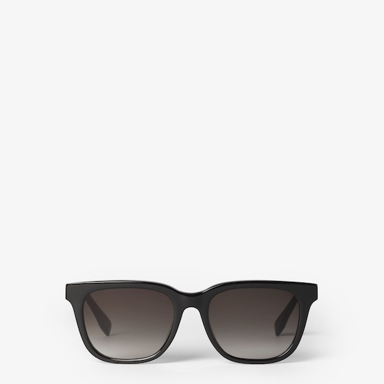 Fendi Square Baguette glasses in black acetate, decorated on