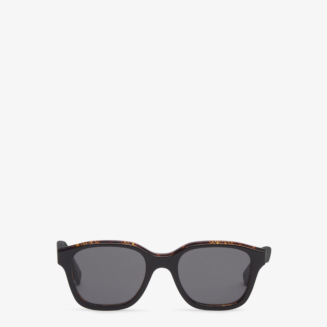 Fendi Bilayer Two Tone Black And Dark Havana Acetate Sunglasses With Ff Logo And Low Bridge