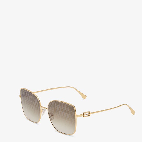 Fendi Oversized, square Baguette glasses in gold-coloured metal | Thumbnail 2