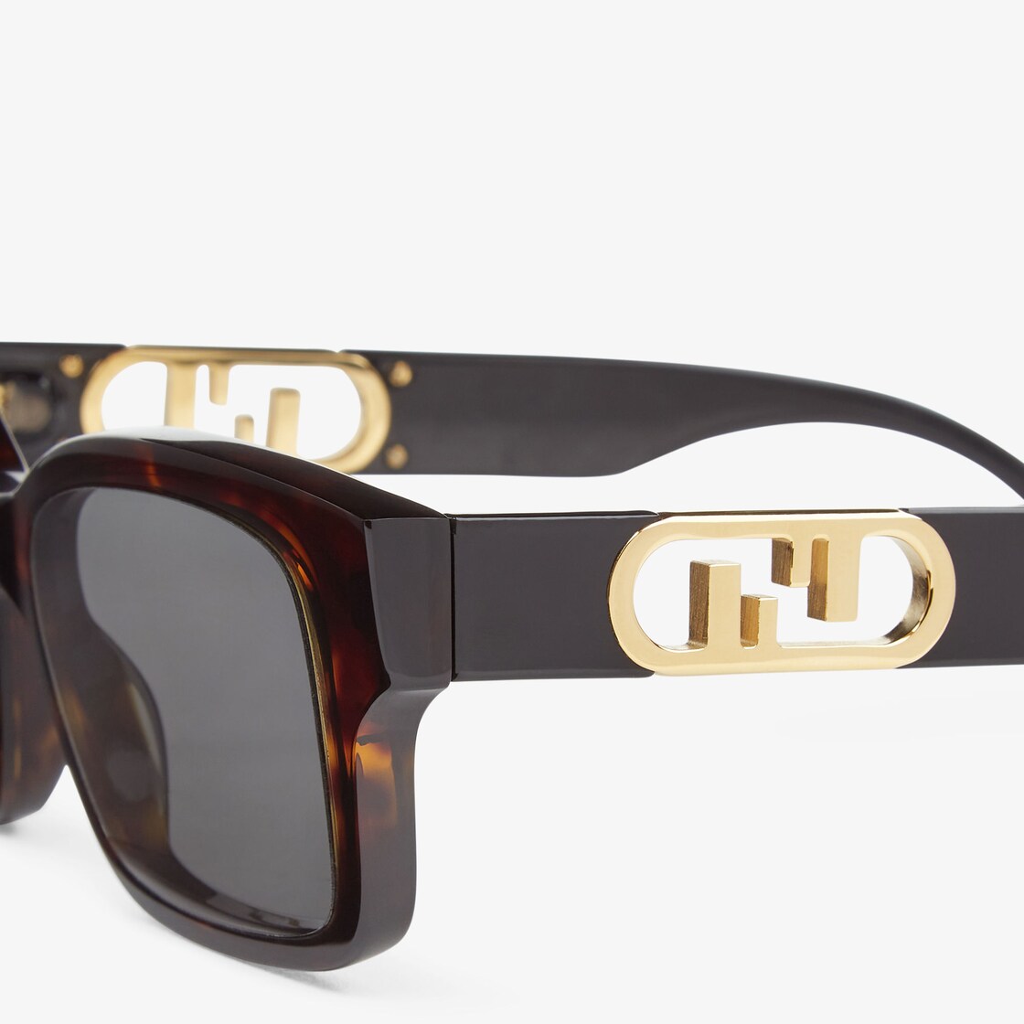 Fendi O'lock Oversized Acetate Sunglasses In Brown Gold