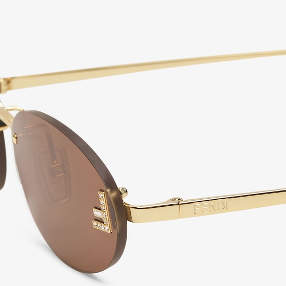 Fendi Oval First Crystal glasses with a gold-coloured | Thumbnail 3