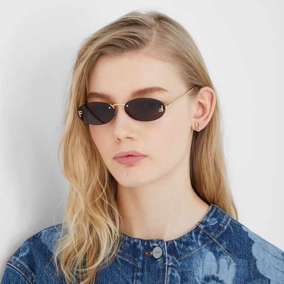Fendi Oval First Crystal glasses with a gold-coloured | Thumbnail 4