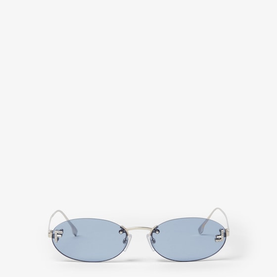 Fendi Oval First Crystal glasses with a palladium-coloured