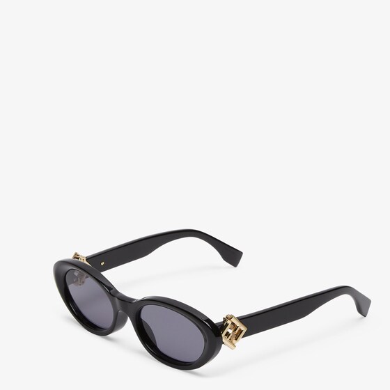 Fendi Oval FF Diamonds glasses in black acetate | Thumbnail 2