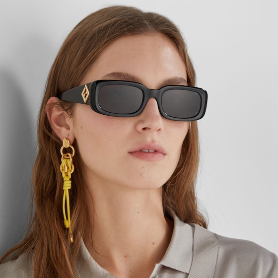 Fendi Rectangular FF Diamonds glasses in black acetate | Thumbnail 4