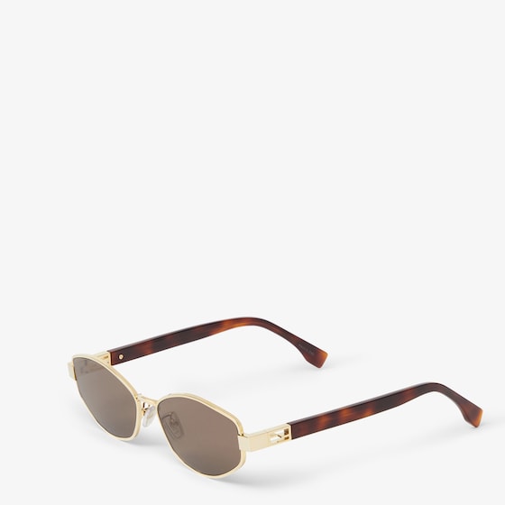 Fendi Oval Baguette glasses in gold-finish metal, decorated | Thumbnail 2
