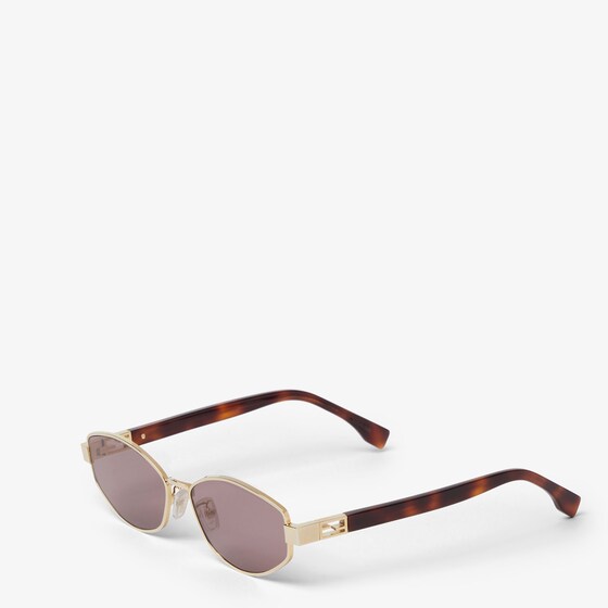 Fendi Oval Baguette glasses in gold-finish metal, decorated | Thumbnail 2