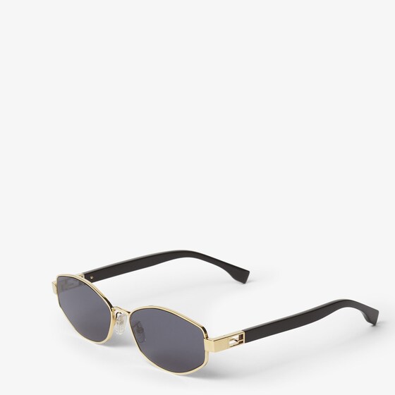 Fendi Oval Baguette glasses in gold-finish metal, decorated | Thumbnail 2