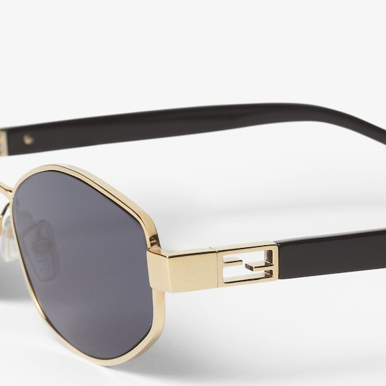 Fendi Oval Baguette glasses in gold-finish metal, decorated | Thumbnail 3