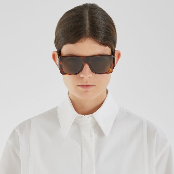 Fendi Large, square Forever glasses in Havana acetate | Thumbnail 4