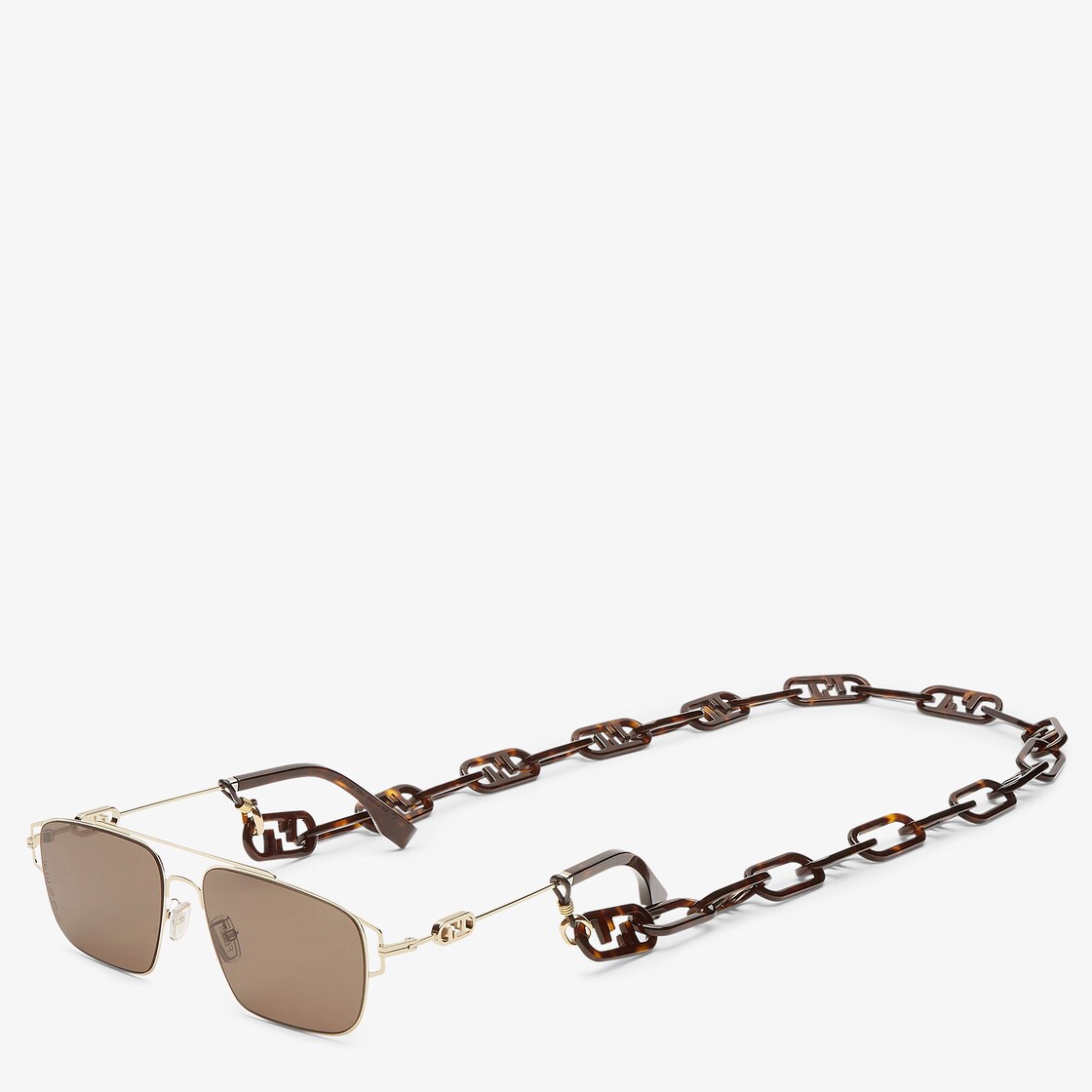 Fendi O’Lock Gold metal and brown lenses sunglasses with eyeglass