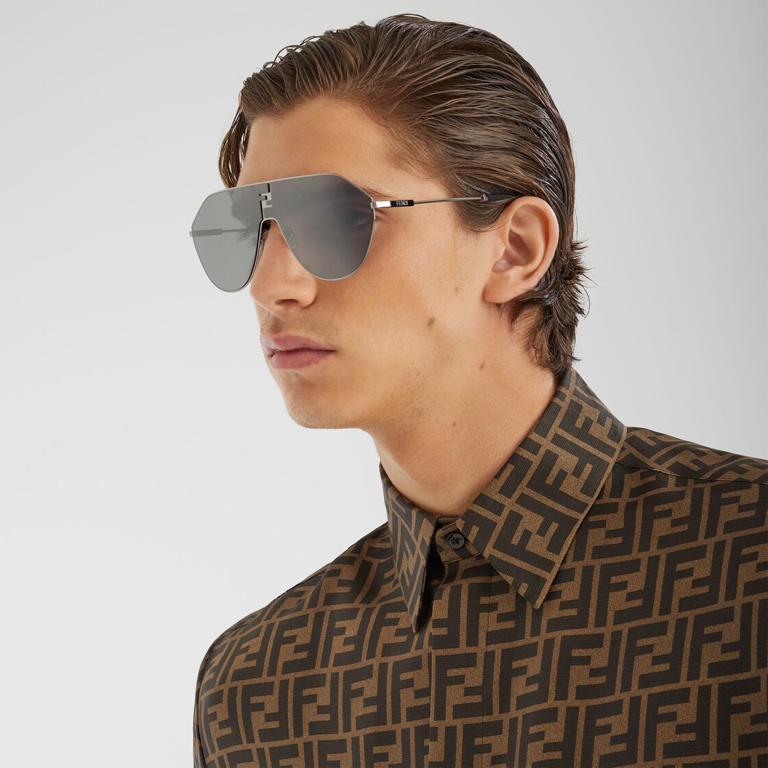 Fendi Ruthenium Shield Mirror Sunglasses for sale online