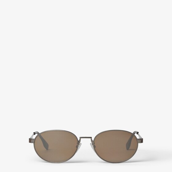 Fendi Metal oval sunglasses with a ruthenium finish