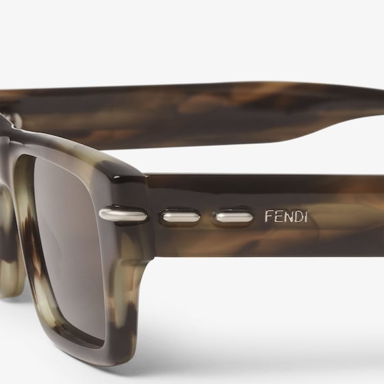 Fendi Rectangular Selleria glasses in khaki horn-effect | Thumbnail 3