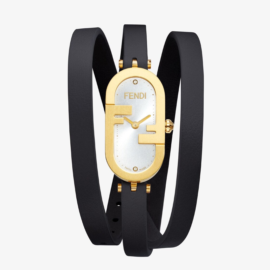 FENDI 8010G Logo Bubble Black Rubber Band Women's Watch