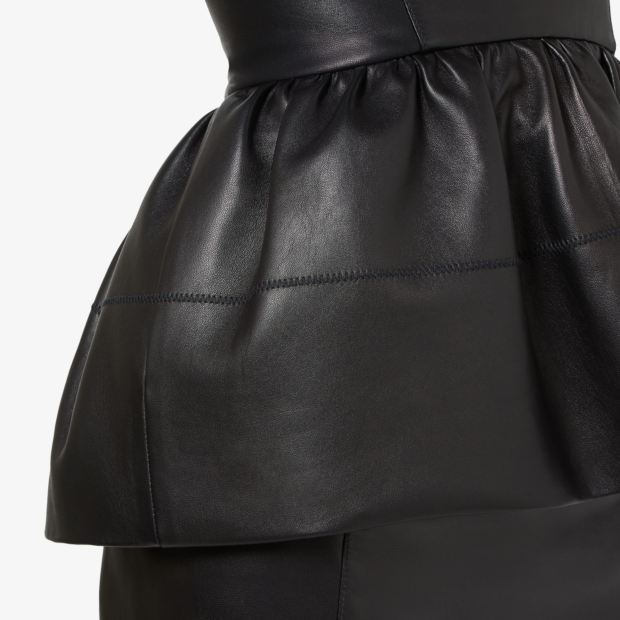 dress with leather top Faux Leather Shirt Dress with Pintuck Waist Red / M main image 0