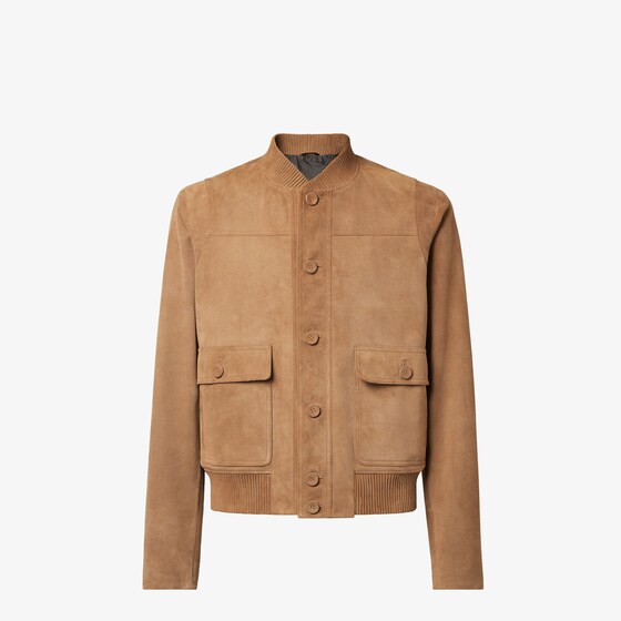 Fendi Brown Suede Blouson In Brown