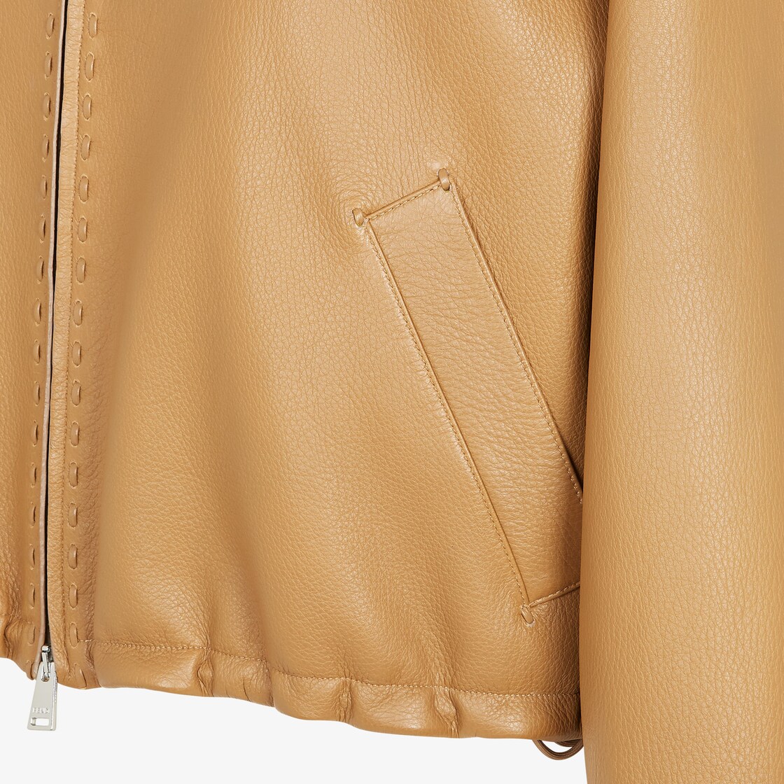 Blouson Beige leather jacket Beige - Image 3/4