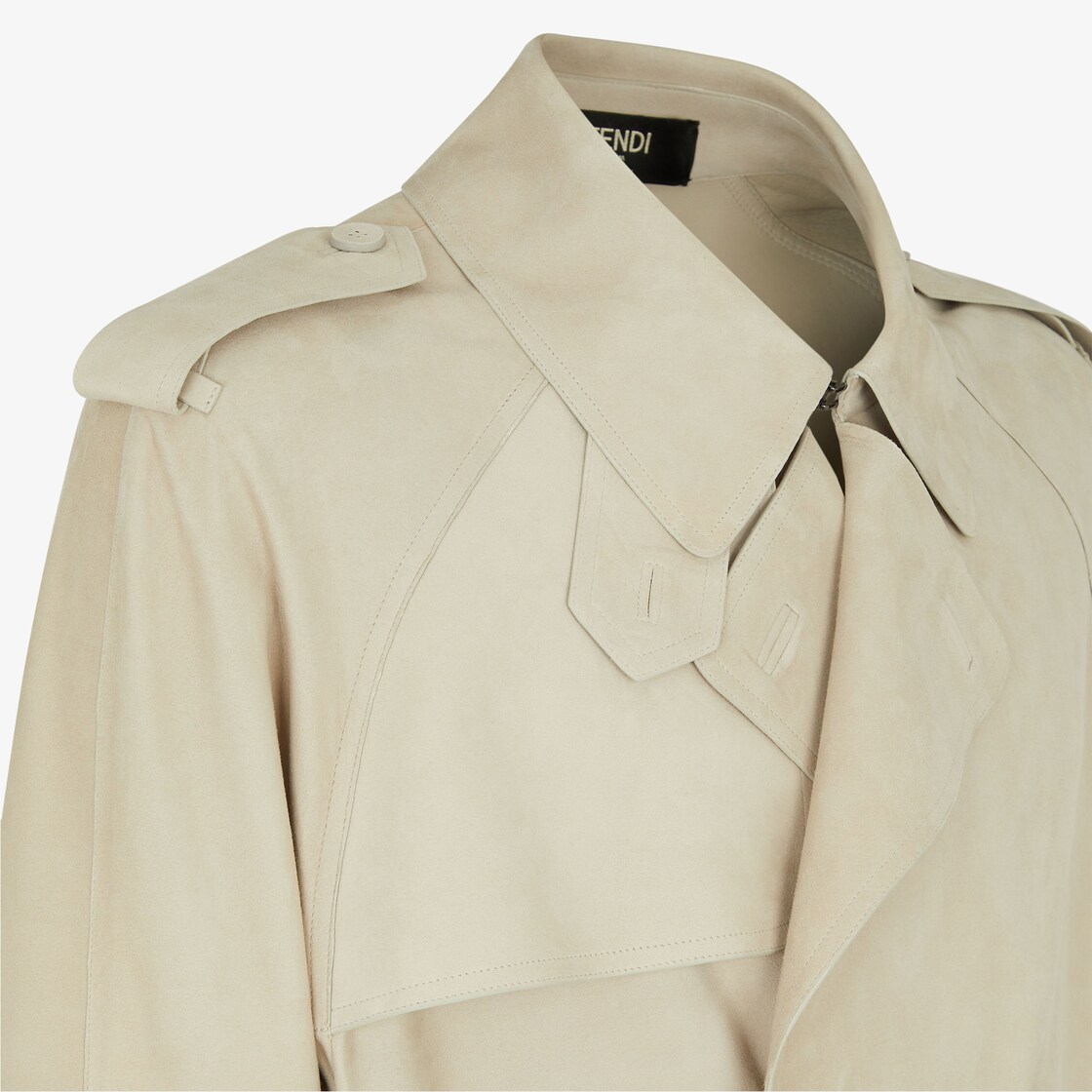 Overcoat Light grey suede trench coat Grey - Image 3/4