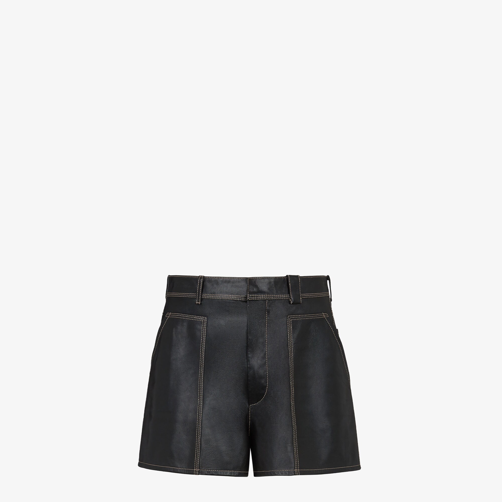 ショートパンツ - ブラックレザー ショートパンツ | Fendi