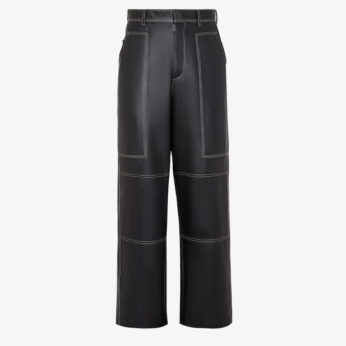 Straight-cut, nappa-leather trousers