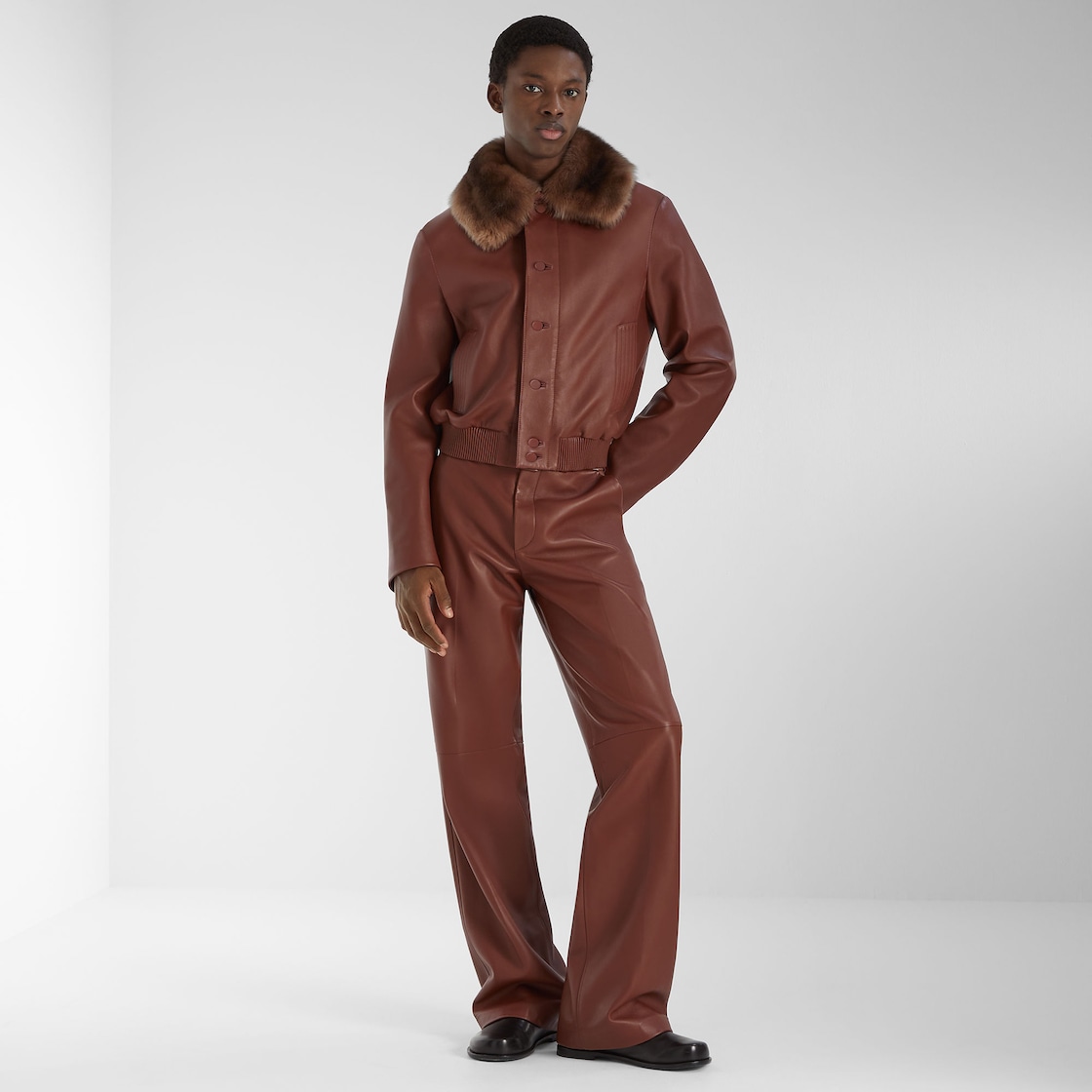 Trousers Rust-coloured nappa leather trousers Brown - Image 4/4