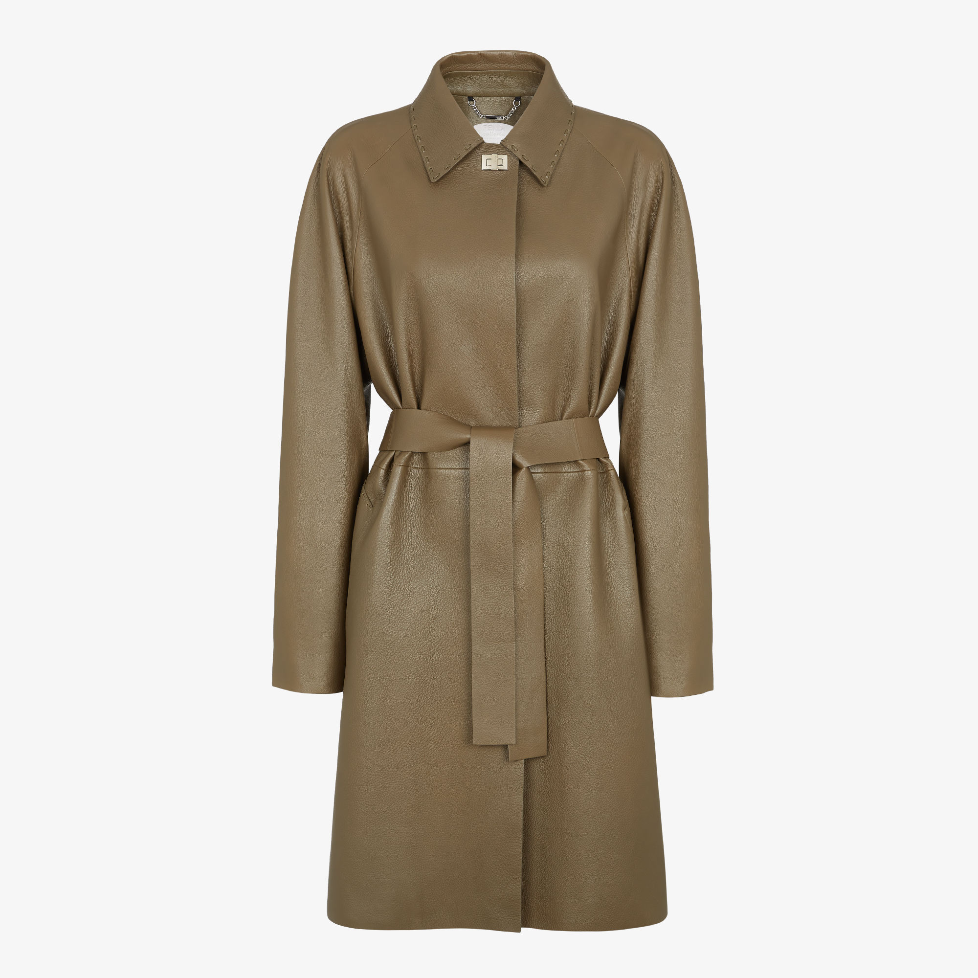 Overcoat Leather Green | Fendi Overcoat Leather Green | Fendi