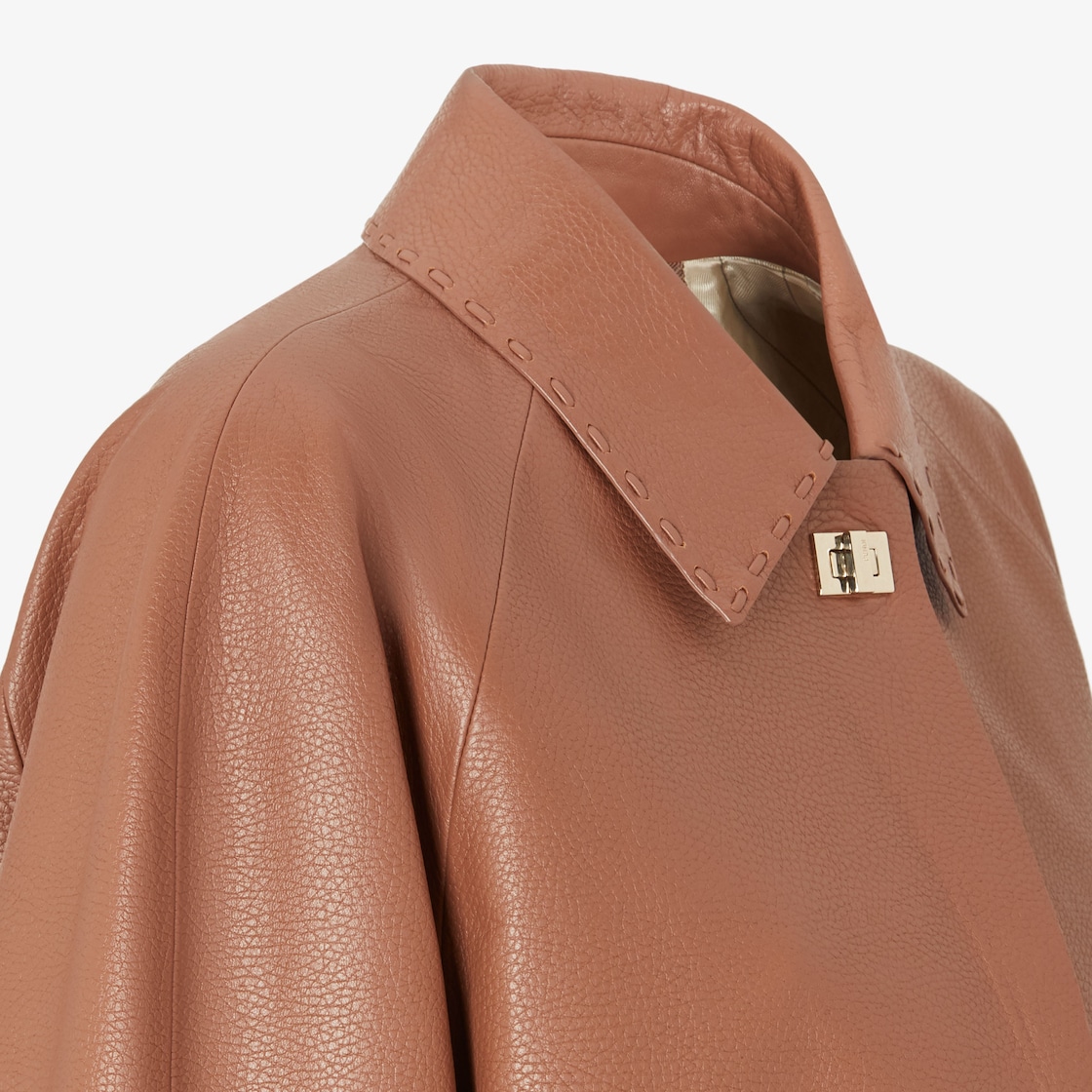 Overcoat Tan-coloured leather overcoat Brown - Image 3/4