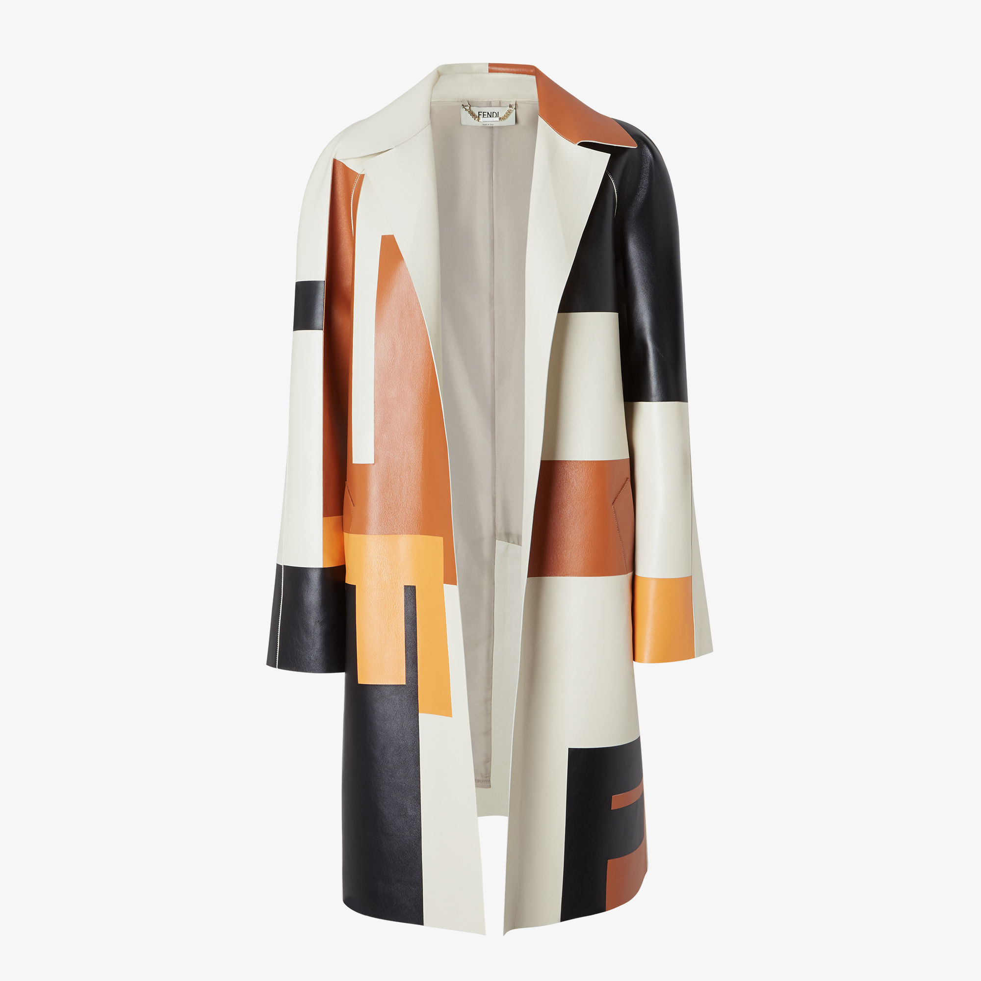 Overcoat - Multicolor inlaid leather overcoat | Fendi