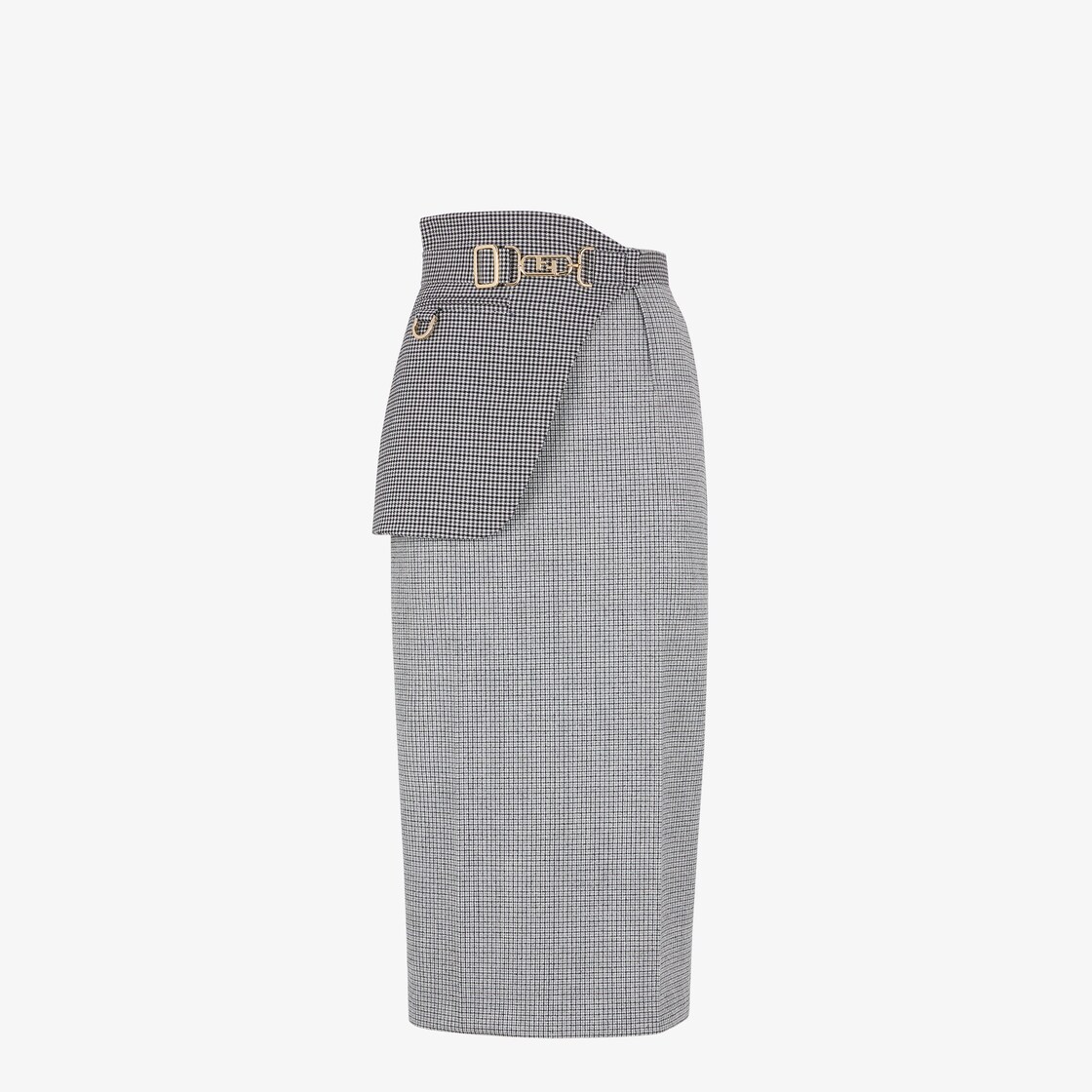 スカート - グレー千鳥格子ウール スカート | Fendi
