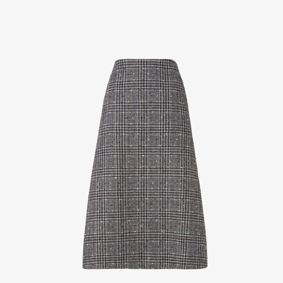 Fendi High-waisted Checked Tweed Skirt In Black