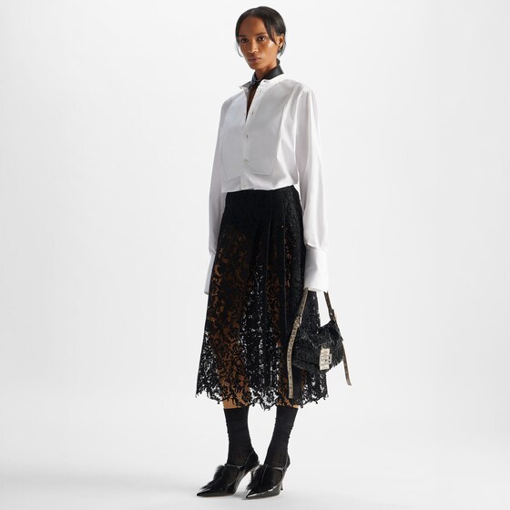 Fendi Flared midi skirt with a pleated motif on the sides | Thumbnail 4