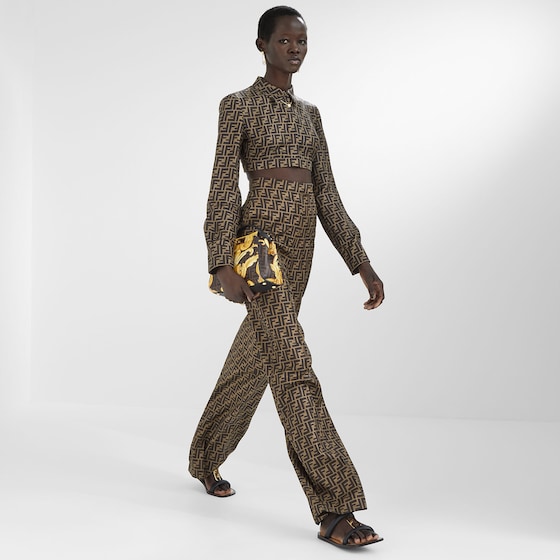 Fendi High-waisted, tailored palazzo trousers | Thumbnail 4