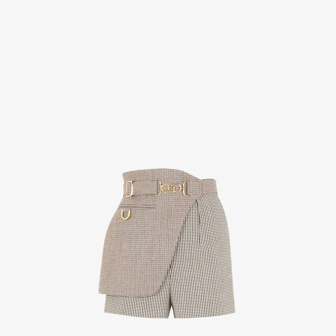 ショートパンツ ベージュ千鳥格子ウール ショートパンツ Fendi