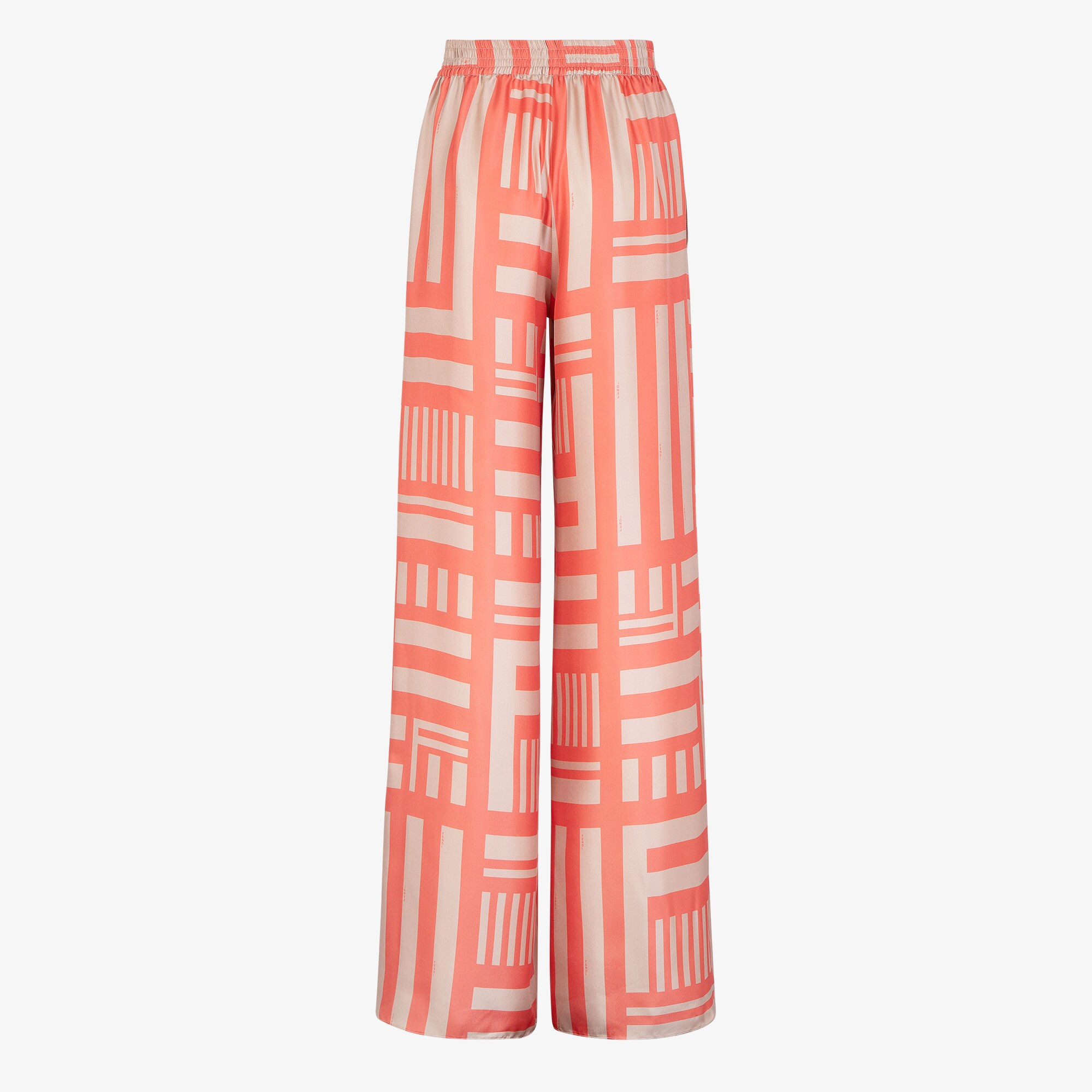 Trousers - Salmon pink printed silk trousers | Fendi