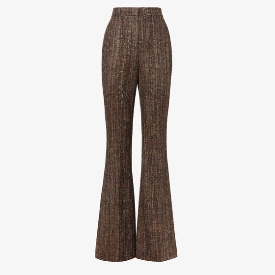Fendi Rust Wool And Alpaca Pants In Brown