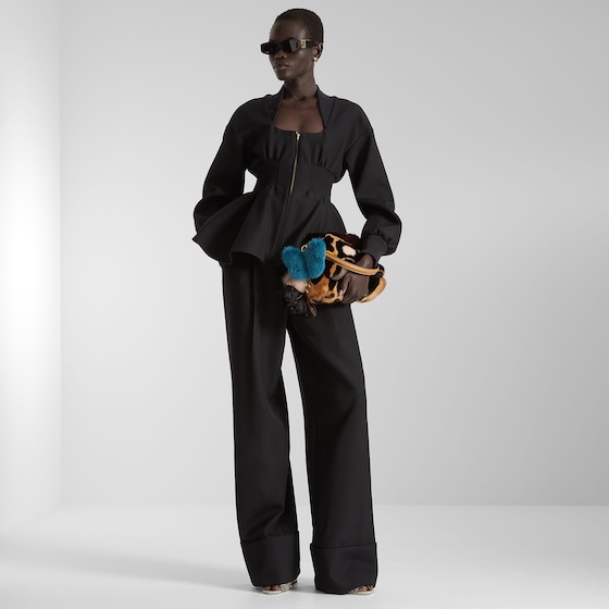 Fendi High-waisted trousers with yoke detail and pleats on | Thumbnail 4