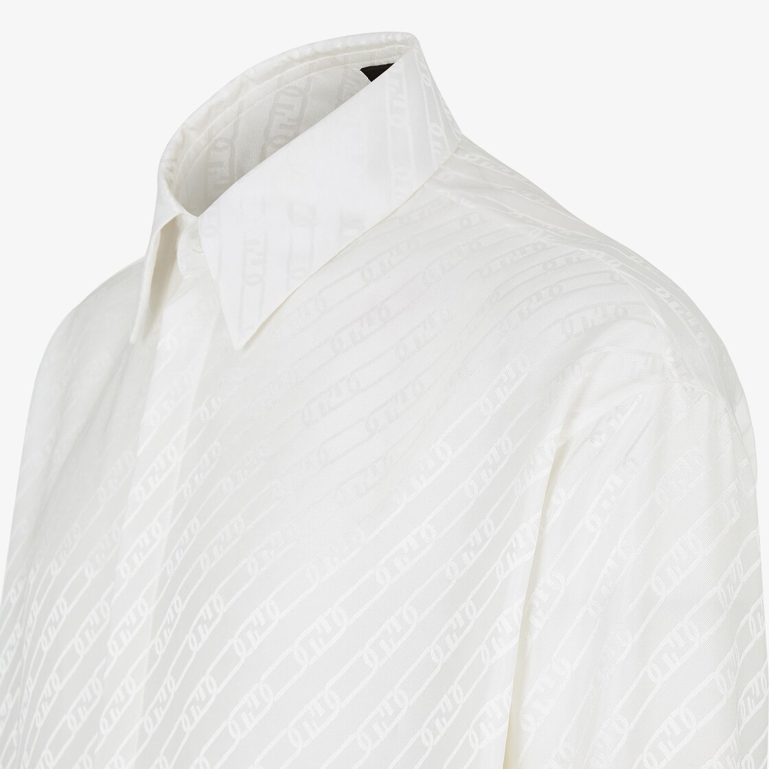 Fendi Fendi Ff Logo Collar Long Sleeve Shirt White