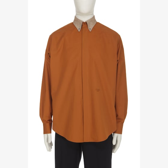 Fendi Contrasting-collar Shirt In Orange