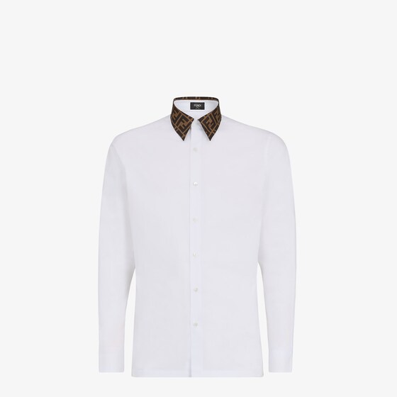 Fendi Logo Collar Tailored Shirt In White