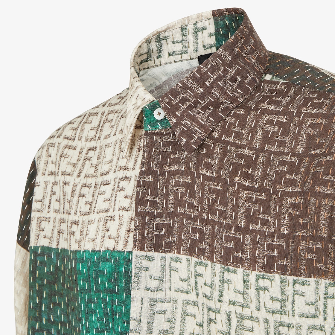 Shirt Brown and green FF linen shirt Multicolour - Image 3/4