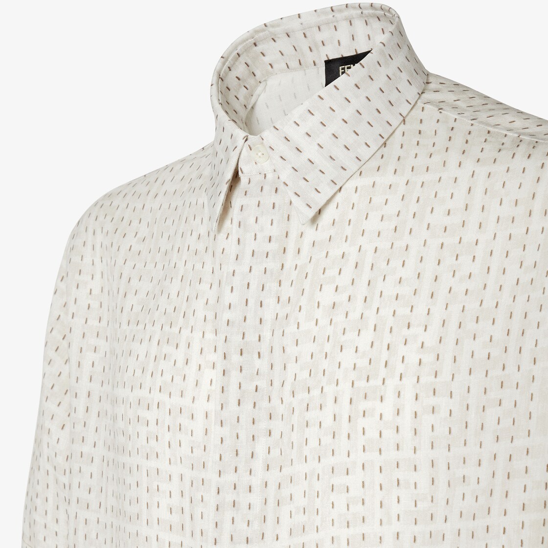 Shirt Beige FF linen shirt with topstitching Beige - Image 4/6