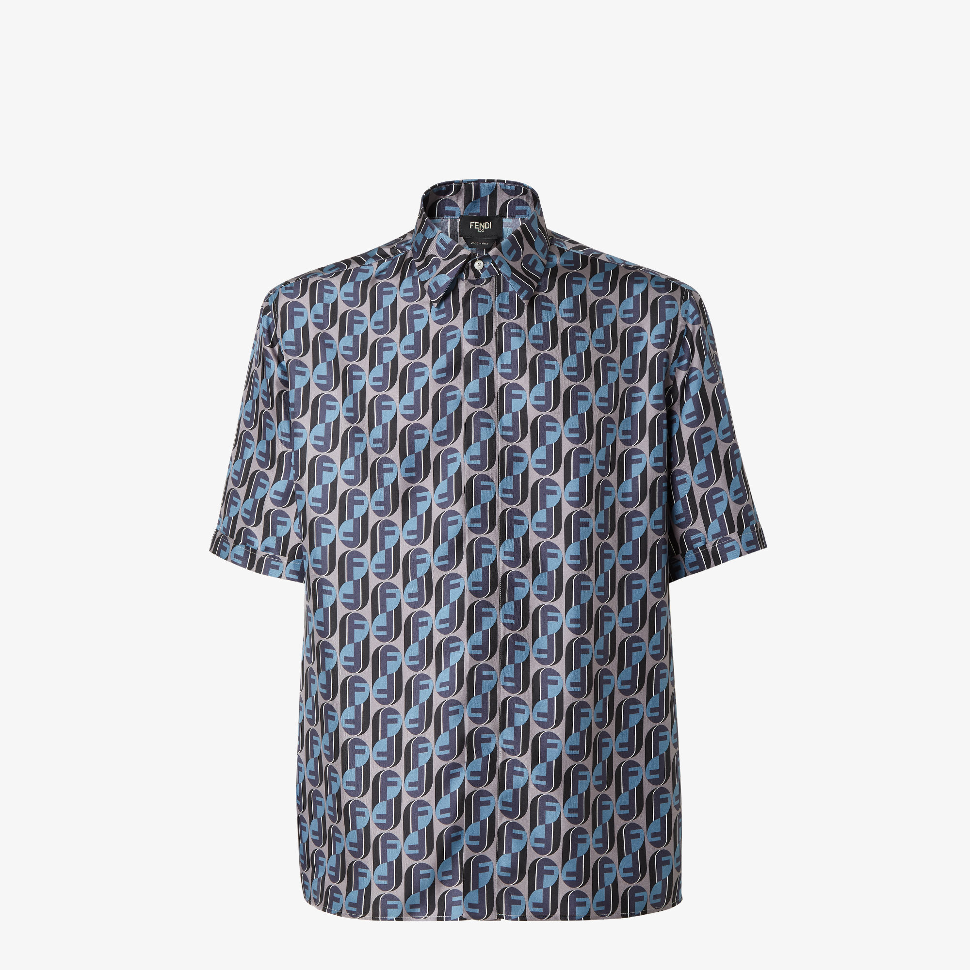 シルク　マーブル柄シャツ　FENDI Fendi FF metallic silk blend jacquard shirt|FS6967A1E1F118W