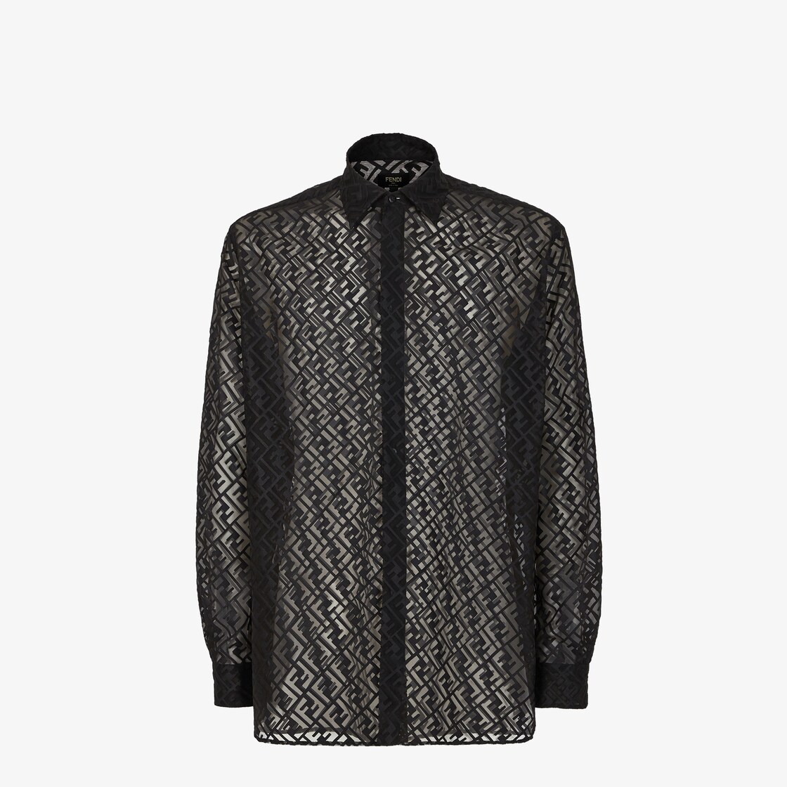 Fendi Black Cotton Monogram Detail Collar Shirt L Fendi