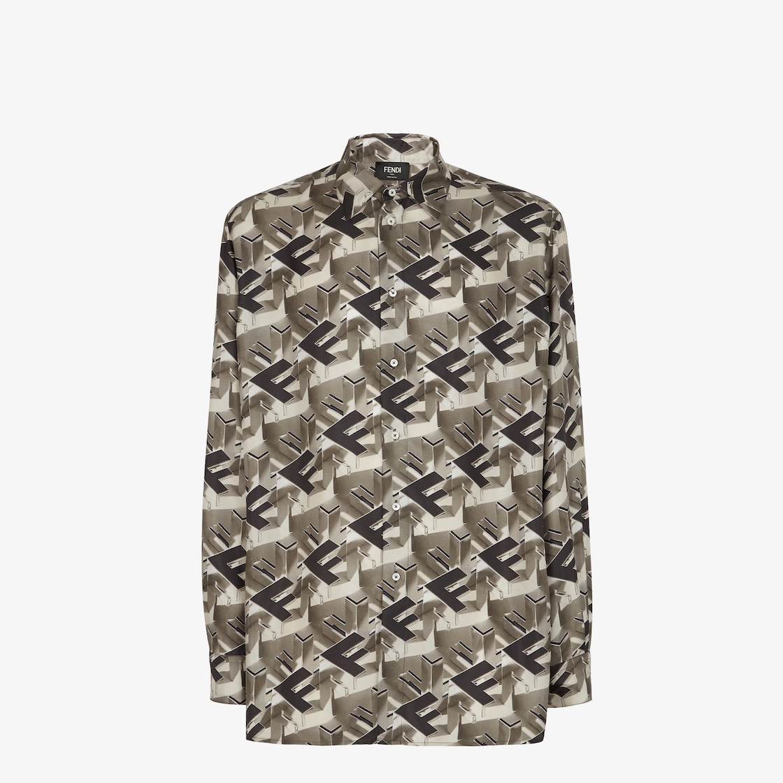 Shop Fendi Logo Chain Print Silk Shirt