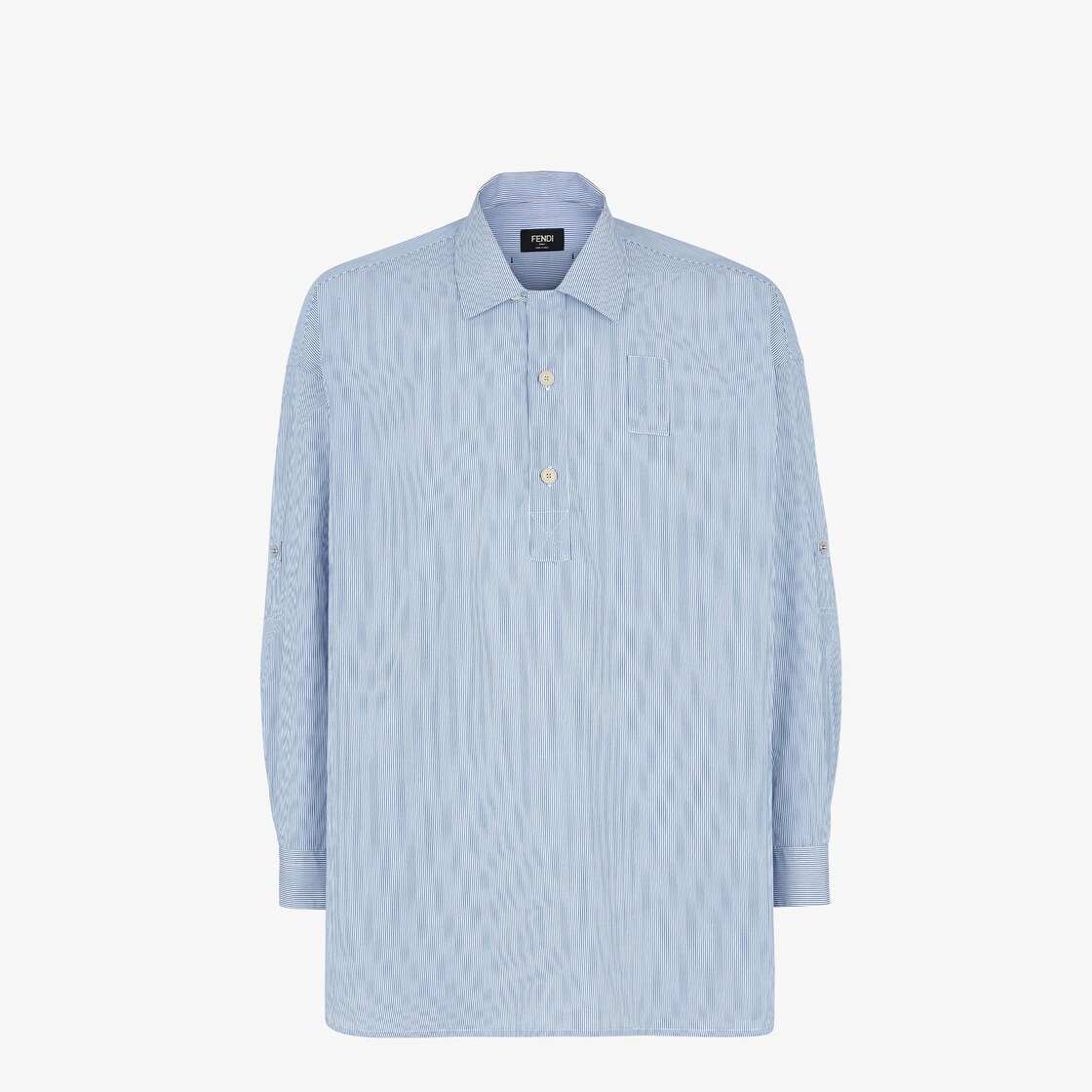 Shirt - Light blue striped cotton shirt