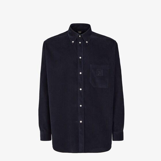 Fendi Corduroy Long-sleeved Shirt In Black